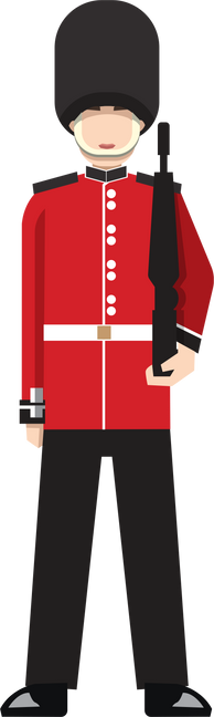 England soldiers Queen's Guard flat color symbol clipart png.